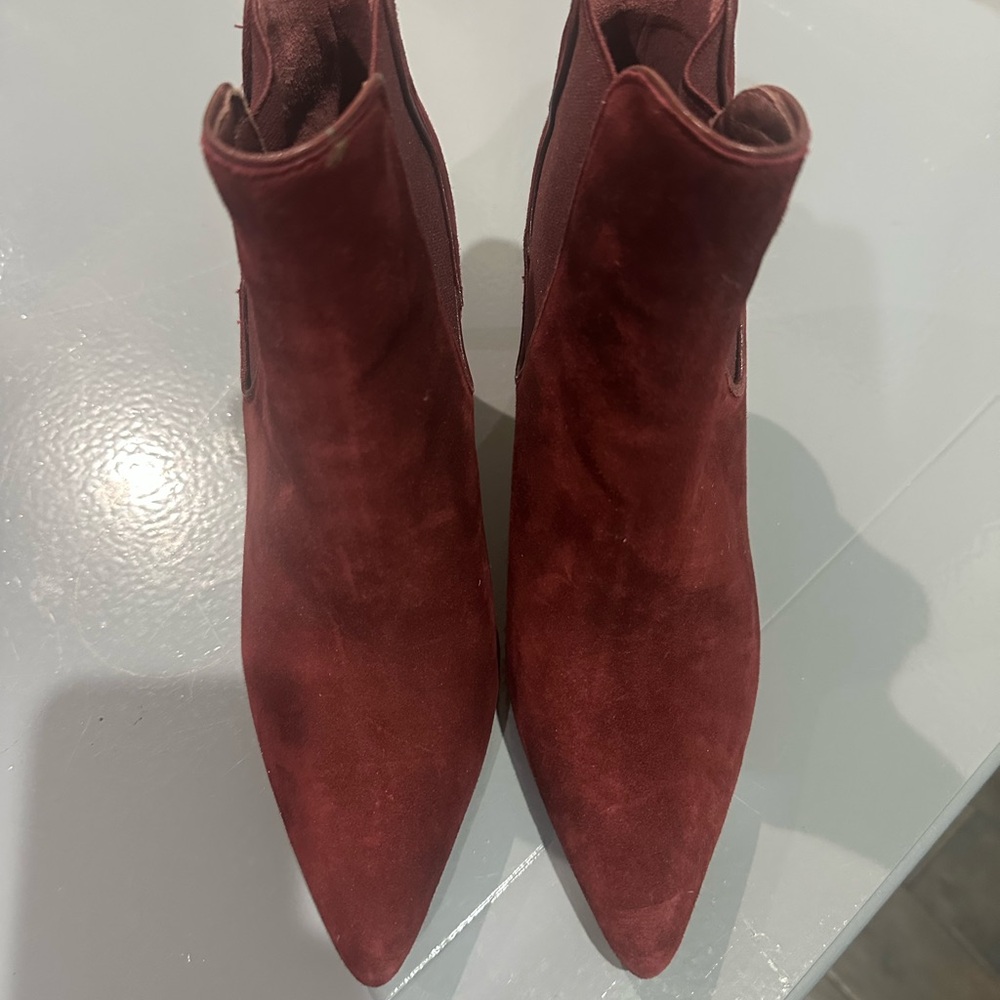 Tory Burch Rich Red Suede Ankle Boots